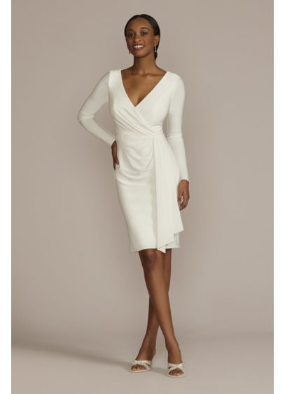 Long Sleeve Jersey Dress with Side Draping - Spruce up your simple look with flattering side